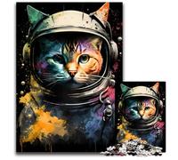 Cat Astronaut Painting Jigsaw Puzzles for Adults 1000 Piece Difficult Puzzles for Adults Challenging Brain Teaser Family Activity Home Decor 1000 PCS(38x26cm)