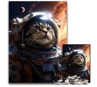 Cat Astronaut Puzzle 1000 Pieces Jigsaw Difficult Puzzles for Adults Interactive Family Game DIY Home Decor Brain Teaser Gift 1000 PCS(75x50cm)