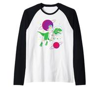 Cat Astronaut Riding Dinosaur Space Adventure Galaxy Kids Raglan Baseball Tee