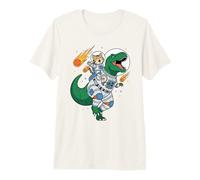 Cat Astronaut Riding Dinosaur Space Boys Girls Graphic Premium T-Shirt