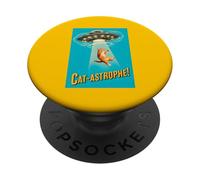 Cat-astrophe! - UFO Flying Saucer Retro Vintage Movie Poster PopSockets Adhesive PopGrip