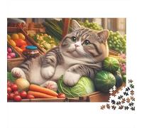 Cat at Market 1000pc Thick Cardboard Puzzle for Stress Relief Seekers Christmas Gathering Home Decor Senior Centre Activity Classroom Puzzle Gift 52x38cm/1000pcs
