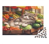 Cat at Market Jigsaw Puzzles 1000Pc Recycled Paper for Adults Puzzle for Adults Educational Game Decompression Fun Home Present Great Gift for Kids Age 12 Years Up 70x50cm/1000pcs