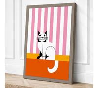 Cat at Nine Geometric Canvas Wall Art Print 24x16 Inch