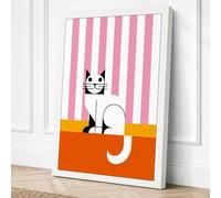Cat at Nine Geometric Canvas Wall Art Print 30x20 Inch