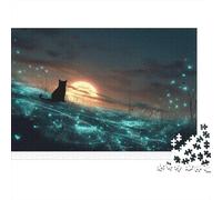 Cat at Sunset Glow Jigsaw Puzzles 1000 Piece Challenge Toy for Adults, Impossible Jigsaw Puzzles 1000 Pieces Educational Game for Adults Or Families 70x50cm/1000pcs
