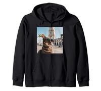 Cat At The Belem Tower In Portugal, Lisbon Zip Hoodie