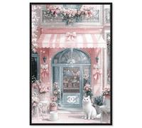 Cat at the Bow Store Canvas Print Glam Art Prints by Art Remedy, Black Frame, 10 x 15