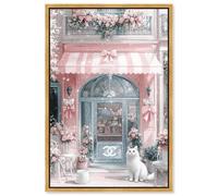 Cat at the Bow Store Canvas Print Glam Art Prints by Art Remedy, Gold Frame, 20 x 30