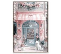 Cat at the Bow Store Canvas Print Glam Art Prints by Art Remedy, Silver Frame, 16 x 24