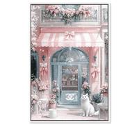Cat at the Bow Store Canvas Print Glam Art Prints by Art Remedy, White Frame, 20 x 30