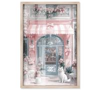 Cat at the Bow Store Shadowbox Print Glam Art Prints by Art Remedy, Blonde Frame, 10 x 15