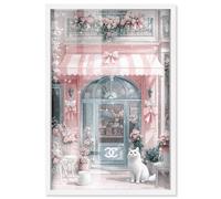 Cat at the Bow Store Shadowbox Print Glam Art Prints by Art Remedy, White Frame, 10 x 15