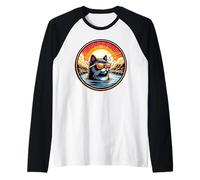 Cat At The Iceland Hot Springs and Island Raglan Baseball Tee