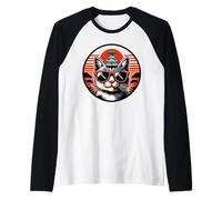 Cat At The Osaka Castle Raglan Baseball Tee
