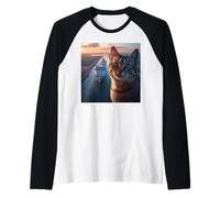 Cat at The Panama Canal Raglan Baseball Tee