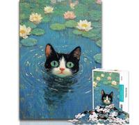 Cat at The Pond 1000 Piece Jigsaw Puzzle for Adults Teens,Decompressing Intellectual Educational Toy Perfect Decoration (38x26cm)