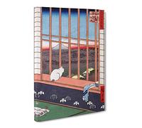 Cat At The Window By Utagawa Hiroshige Canvas Print | Gallery Wrapped 30mm Frame Wall Art | 20x14 inches | Ready to Hang | Asian Animals Picture | Living Room Bedroom Lounge Office