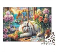 Cat at Window Puzzles 1000 Pieces for Adults, 1000 Piece Impossible Challenge Toy for Educational Games Gifts 52x38cm/1000pcs