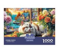 Cat at WindowSuperior 1000-Piece Jigsaw Puzzles for Adults Delivering A Series of Challenging Educational Games - Positioned As The Ideal Educational Gift Jigsaw Puzzles for Adults And Kids Age 12 Ye