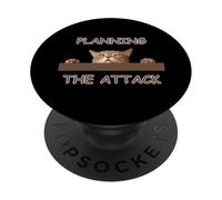 Cat Attack Planning Peeking Cat Design for Cat Lovers PopSockets Adhesive PopGrip