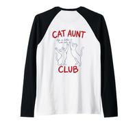 Cat Aunt Club Cat Lovers On Back Raglan Baseball Tee