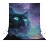 Cat Aurora Galaxy Photo Backdrop Background Curtain for Photography Photographic Studio