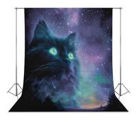 Cat Aurora Galaxy Photo Backdrop Background Curtain for Photography Photographic Studio