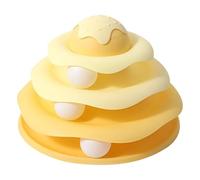 Cat Ba L L T Rack Toy Interactive Cat Toy En Gaging F U N For Indoor Cats M U Lti Layer Design Ice C Ream Structure Detachable And Easy To Clean (Yellow, 24x16cm)