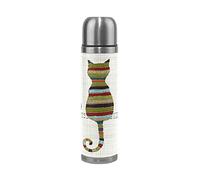 Cat Baby Art Draw Sport Water Bottle Pots Stainless Steel Insulated Vacuum Flask Leather Wrapped(500ML)