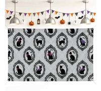Cat Backdrop, Fanciful Elegant Frame Spider Halloween Black Party Photo Backdrop for Home Room Wall Celebration Display Decor 71x43 Inch