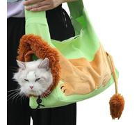 Cat Backpack, Canine Satchel for Cat, Puppy Hauling Cage, Airflow Mesh Enclosure, Fashionable Lion Graphic, Convenient Storage Solution, Small Adventure Gear, Green Pattern