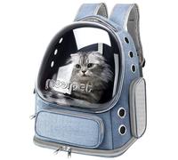 Cat Backpack Carrier, Breathable Cat Bubble Backpack Large Space Cat Carrier Backpack for Kitty Small Dog, Foldable Airline Approved Cat Backpack, Transparent Cat Travel Backpack Up to 20 lbs (Blue)