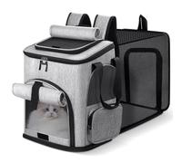 Cat Backpack Carrier, Breathable Expandable Cat Backpack Large Space Cat Carrier Backpack for Kitty Small Dog, Foldable Airline Approved Cat Backpack, Transparent Cat Travel Backpack Up to 25 lbs