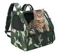 Cat Backpack Carrier, Breathable Pet Backpack with Three-Sided Mesh, Foldable Portable Carrier for Cats & Small Pets, Ideal for Travel, Camping, Hiking, and Vet Visits