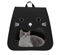 Cat Backpack Carrier, Breathable Pet Carrier, 13.78x12.2x11.42 inch Comfortable Design, Smiling Face, Foldable Puppy Backpack, Outdoor Travel Bag for Cats Dogs