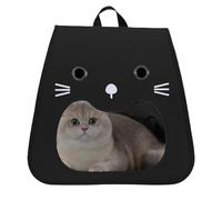 Cat Backpack Carrier, Breathable Puppy Carrier, Portable Foldable Pet Carrying Bag, Smiling Face Design, 13.78 x 12.2 x 11.42 inches, Ideal for Outdoor Travel and Pet Adventures