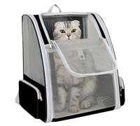 Cat Backpack Carrier - Large-Capacity Foldable Pet Backpacks for Small and Medium Cats, Dogs, Puppies, Kittens with Removable Plush Cushion, Travel Bag for Outdoor, Walking, Hiking