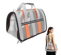 Cat Backpack Carrier, Portable Breathable Pet Carrier Backpack, Cat Carrier Travel for Small Dogs and Cats Fit Up to 7kg for Travel & Hiking Friendly (Grey Orange)