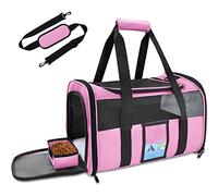 Cat Backpack Going Out Portable Breathable Portable Cat Bag Foldable Lightweight Canvas Car Pet Bag Cat Cage Black (Pink)