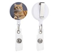Cat Badge Reel Funny Plastic Retractable Badge Reel Lightweight Convenient Keychain Badges Clip for Nursing Student Teachers Office Worker