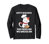 Cat Baker Kitty Biscuits Knead Em Cute Baking Pet Pun Art Long Sleeve T-Shirt