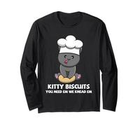 Cat Baker Kitty Biscuits Knead Em Cute Baking Pet Pun Art Long Sleeve T-Shirt