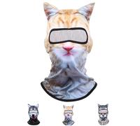 Cat Balaclavas HD 3D Animal Cat Dog Lion Full Face Ski Mask with Ears Sun Protection and Cold Protection Hood for Men Women (UK, Alpha, One Size, Style A-1)