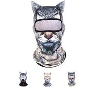 Cat Balaclavas HD 3D Animal Cat Dog Lion Full Face Ski Mask with Ears Sun Protection and Cold Protection Hood for Men Women (UK, Alpha, One Size, Style A-3)