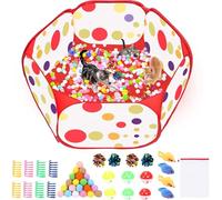 Cat Ball Pit with Included 214 Toy Ball and 8 Cat Spring Toy, 4 Toy Mice, Interactive Kitten Enrichment Toys for Bored Indoor Cats, Foldable Kittens Toy Set with Storage Bag (Colorful)