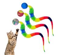 Cat Ball Toy - 3 Pieces Interactive Bouncy Tails Cat Toys with Tail | Comfortable Delightful Cat Bouncy Ball | Cat Entertainment Bouncy Ball Toy Suitable for Indoor, Outdoor Activity