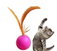Cat Ball Toy, Bouncing Biting Toy, Feathered Play Ball, Jumping Ball Made of Robust Elastic Rubber, Perfect as an Interactive Toy for Pets, Play and Movement with Centre