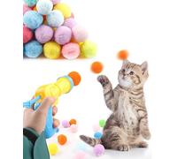 Cat Ball Toy Launcher Gun, 50 Plush Balls and 1 Plastic Gun, Fun Interactive Cat Toys