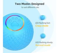 Cat Ball Toy, LED Flashing Dual Mode Design Low Noise Type C Charging Automatic Obstacle Avoidance Jolly Ball for Indoor Cats, Easy to Use (No Remote Control)